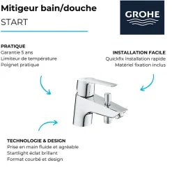 Mitigeur bain douche mécanique GROHE Quickfix Start 2021
