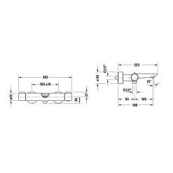 Mitigeur bain douche thermostatique DURAVIT Wave bronze brossé