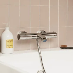 Mitigeur bain douche thermostatique, chrome, NF, GoodHome Mayas