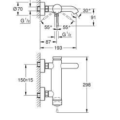 Mitigeur bain mécanique GROHE Essence avec colonnettes