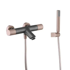 Mitigeur Bain/Douche Anti-Calcaire Thermostatique Gris et Champagne IMEX LINE BTD038-4GC