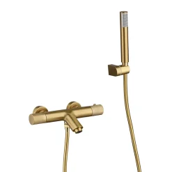 Mitigeur Bain/Douche Anti-Calcaire Thermostatique Or Brossé IMEX LINE BTD038-4OC