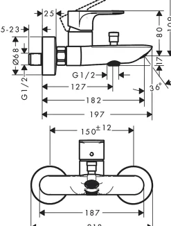 Mitigeur bain/douche Hansgrohe Rebris E Chromé
