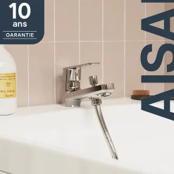 Mitigeur bain/douche mécanique monotrou, chrome, NF, GoodHome Aisai