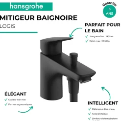Mitigeur bain/douche mécanique HANSGROHE Logis C2 noir mat