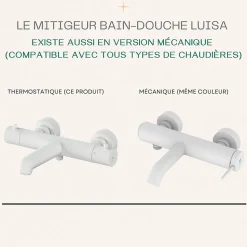 Mitigeur bain-douche thermostatique blanc Essebagno Luisa
