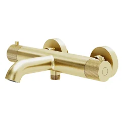 Mitigeur bain/douche thermostatique, doré brossé, GoodHome Owens