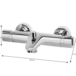 Mitigeur bain/douche thermostatique, chrome, NF, GoodHome Myra