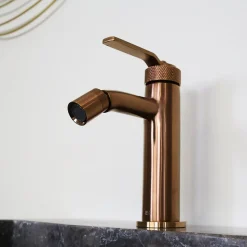 Mitigeur bidet bas cuivre brossé Essebagno Molette