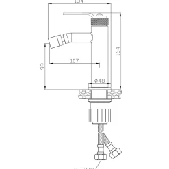 Mitigeur bidet bas façon inox Essebagno Molette