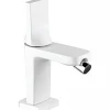 Mitigeur bidet design plat épuré contemporain SANINDUSA Alfa Line 42 blanc et chrome livré avec 2 flexibles