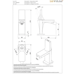 Mitigeur bidet design plat épuré contemporain SANINDUSA Alfa Line 42 blanc et chrome livré avec 2 flexibles