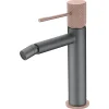 Mitigeur bidet monocommande en laiton noir et or rose cartouche ceramique 26 mm