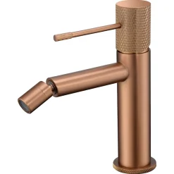 Mitigeur bidet monocommande en laiton finition or rose brosse avec cartouche ceramique