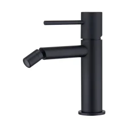Mitigeur bidet noir mat en laiton et zamac avec cartouche ceramique et flexibles