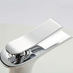 Mitigeur cascade Blanc pour Lavabo Chromé Design Moderne