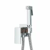 Mitigeur Chrome Encastré pour WC - Douchette Ergonomique, Résistante à la Corrosion, Installation Murale Discrète en Laiton.