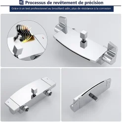 Mitigeur de Baignoire Cascade Robinet de Douche Mural avec Douchette à Mains Laiton Set de douche en Laiton Chromé