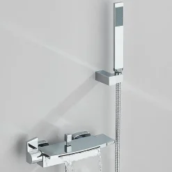 Mitigeur de Baignoire Chrome avec douchette Installation Murale