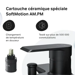 Mitigeur de baignoire mécanique Robinet de baignoire, mitigeur salle de bain, Noir Flash FNA10022 AM.PM