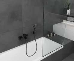 Mitigeur de baignoire mécanique hansgrohe Vernis Shape noir mat