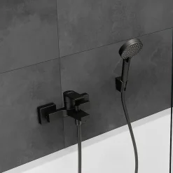 Mitigeur de baignoire mécanique hansgrohe Vernis Shape noir mat