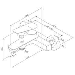 Mitigeur de baignoire mécanique Robinet de baignoire, mitigeur salle de bain, Chromé, FTA10000 Hit AM.PM
