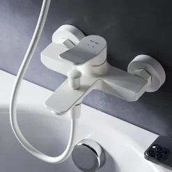 Mitigeur de baignoire mécanique Robinet de baignoire, mitigeur salle de bain Blanc taille M, FXA10033 X-Joy AM.PM