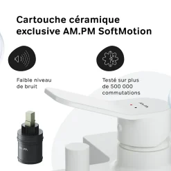 Mitigeur de baignoire mécanique Robinet de baignoire, mitigeur salle de bain Blanc taille M, FXA10033 X-Joy AM.PM