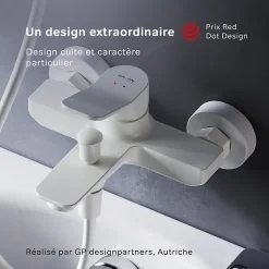 Mitigeur de baignoire mécanique Robinet de baignoire, mitigeur salle de bain Blanc taille M, FXA10033 X-Joy AM.PM