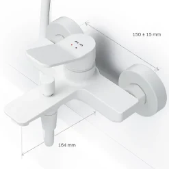 Mitigeur de baignoire mécanique Robinet de baignoire, mitigeur salle de bain Blanc taille M, FXA10033 X-Joy AM.PM