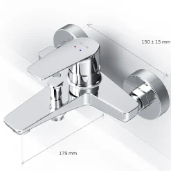 Mitigeur de baignoire mécanique Robinet de baignoire, mitigeur salle de bain, Chromé, FGA10000 Gem AM.PM