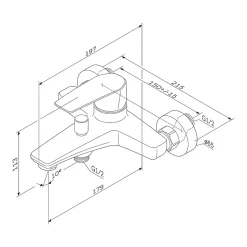 Mitigeur de baignoire mécanique Robinet de baignoire, mitigeur salle de bain, Chromé, FGA10000 Gem AM.PM