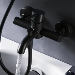 Mitigeur de baignoire mécanique Robinet de baignoire, mitigeur salle de bain, Noir, FPA10022 Spike AM.PM