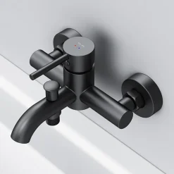 Mitigeur de baignoire mécanique Robinet de baignoire, mitigeur salle de bain, Noir, FPA10022 Spike AM.PM