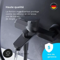 Mitigeur de baignoire mécanique Robinet de baignoire, mitigeur salle de bain, Noir, FTA10022 Hit AM.PM