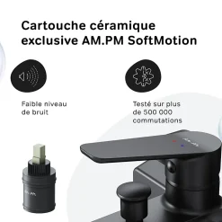 Mitigeur de baignoire mécanique Robinet de baignoire, mitigeur salle de bain, Noir, FTA10022 Hit AM.PM