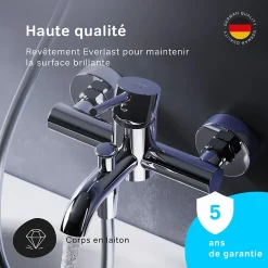Mitigeur de baignoire mécanique Robinet de baignoire, mitigeur salle de bain, Chromé, FPA10000 Spike AM.PM