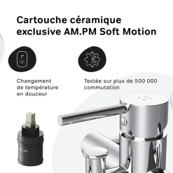 Mitigeur de baignoire mécanique Robinet de baignoire, mitigeur salle de bain, Chromé, FPA10000 Spike AM.PM