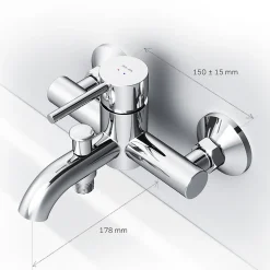 Mitigeur de baignoire mécanique Robinet de baignoire, mitigeur salle de bain, Chromé, FPA10000 Spike AM.PM