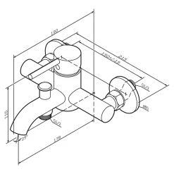 Mitigeur de baignoire mécanique Robinet de baignoire, mitigeur salle de bain, Chromé, FPA10000 Spike AM.PM