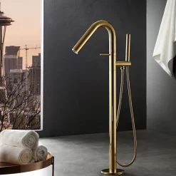 Mitigeur de baignoire sur pied moderne - Doré
