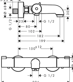 Mitigeur de baignoire thermostatique chromé Hansgrohe Ecostat 1001