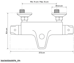 Mitigeur de baignoire thermostatique GoodHome Torba