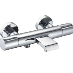 Mitigeur de baignoire thermostatique mural avec bec cascade, chrome, Essebagno Carra