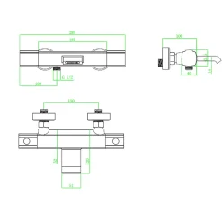 Mitigeur de baignoire thermostatique mural avec bec cascade, doré, Essebagno Carra