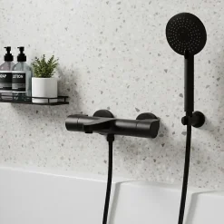 Mitigeur de baignoire thermostatique noir GoodHome Cavally