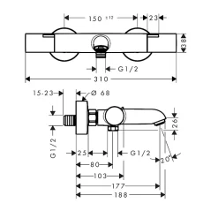 Mitigeur de baignoire thermostatique chromé Hansgrohe Ecostat Life