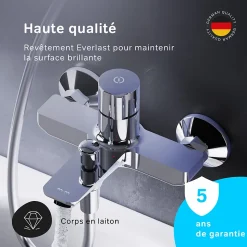 Mitigeur de baignoire TouchReel, Robinet de baignoire, mitigeur salle de bain, Chromé, FXT10500 X-Joy AM.PM