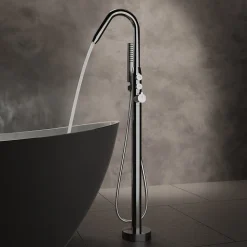 Mitigeur de bain sur pied, Robinet mélangeur design sur pied pour baignoire - NT7752 - Chrome